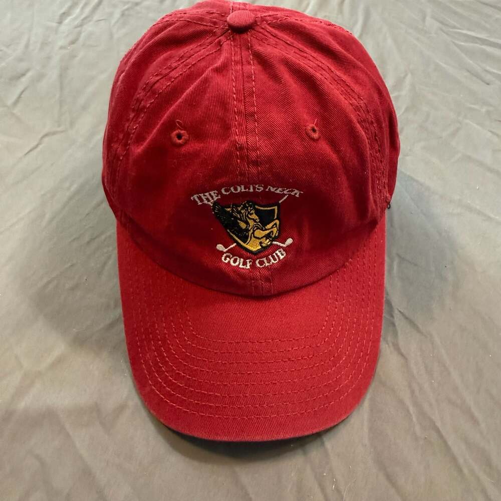 Greg Norman The Colts Neck Golf Club Red Strapback Hat Cap Golfer Shark Logo